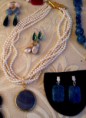 collana 5 fili di perline di fiume e ciondolo in agata